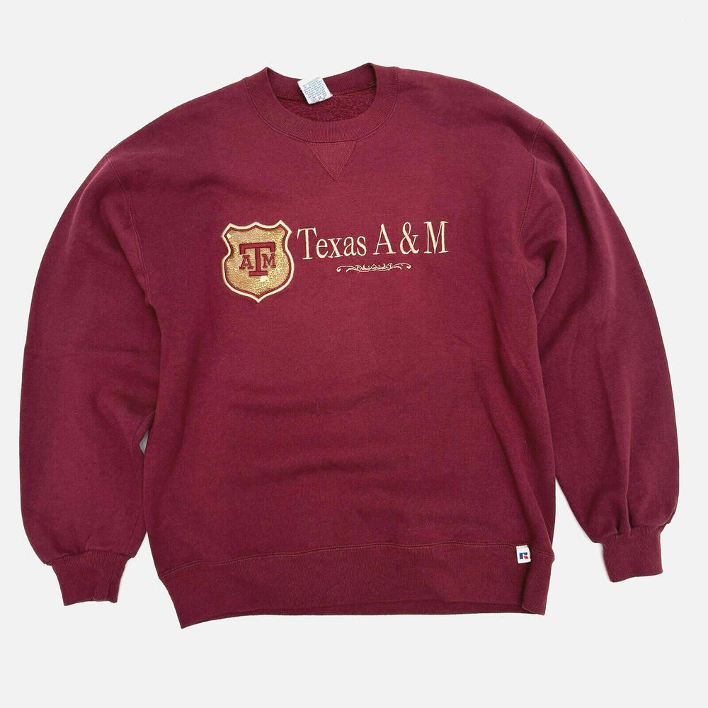 VINTAGE Large Texas A&M Aggies Russell Athletic Made in USA Sweater Embroider